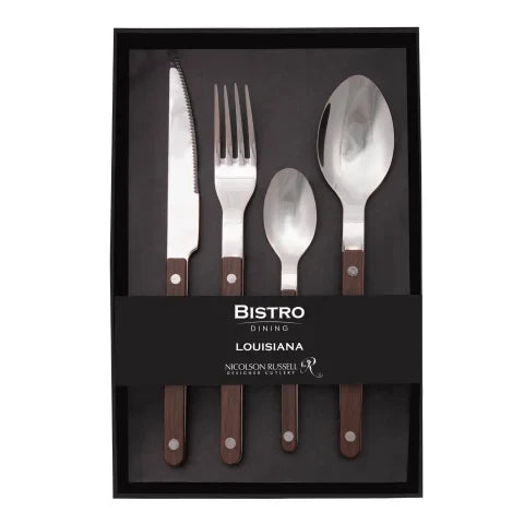 Nicolson Russell Louisiana Dark Wood Cutlery Set, 16-Piece