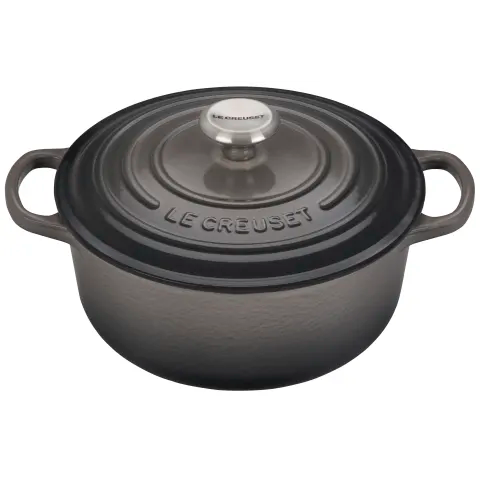 Le Creuset Signature 3.3 Litre Round Cast Iron Casserole, 22cm (Flint)