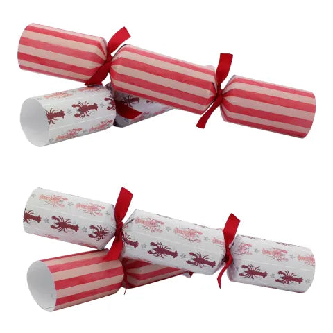 Holly & Ivy Boutique Exclusive Lobster and Stripe Crackers, Pack of 6
