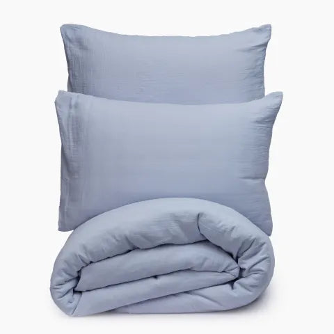Thread Office Blue Muslin Cotton Duvet Cover Set