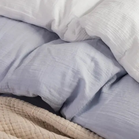 Thread Office Blue Muslin Cotton Duvet Cover Set