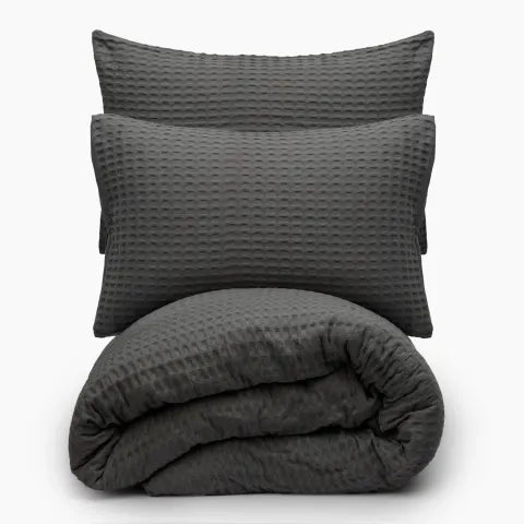 Thread Office Grey Chunky Waffle Duvet Cover Set