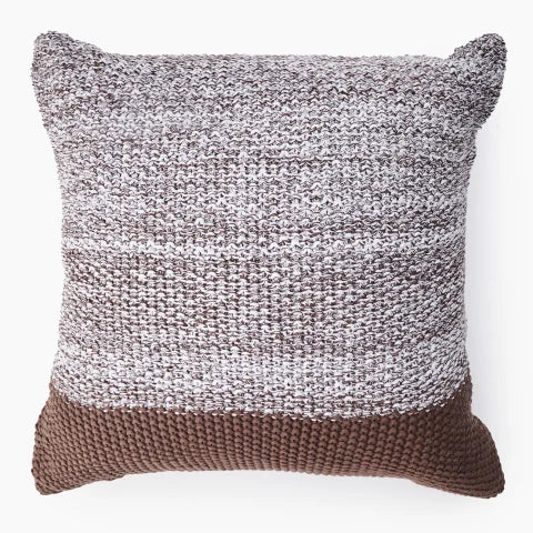 Thread OfficeMocha Knitted Cotton Mingle Scatter Cushion with Feather Blend Inner, 50cm x 50cm
