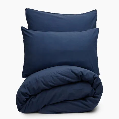 Thread Office Navy Muslin Cotton Duvet Cover Set