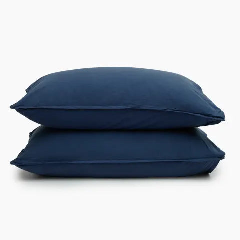 Navy Washed Cotton Pillowcases, Set of 2